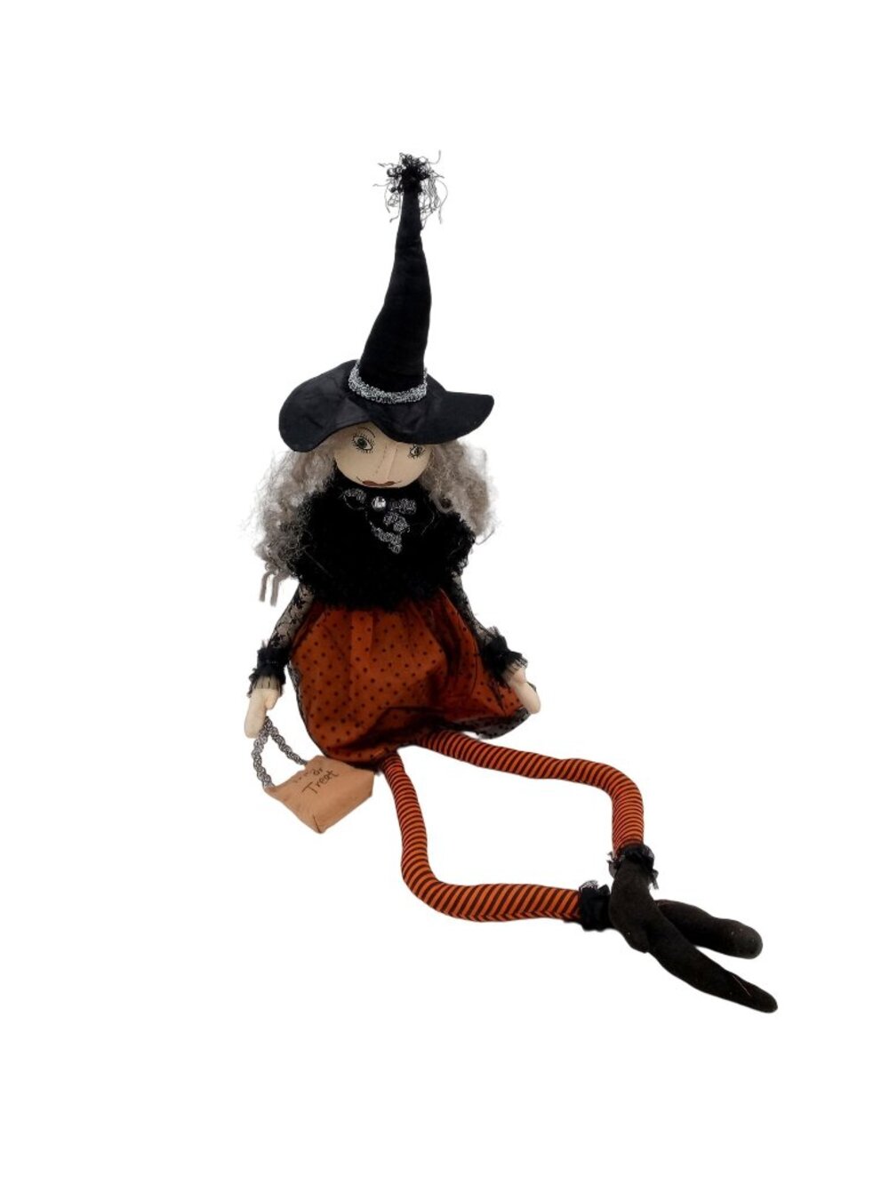 Halloween Witch Doll Soft Sculpture Shelf Sitter Trick Or Treat Bag 40 Inch